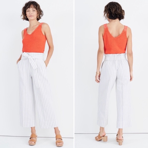 Madewell Tie Waist Huston Pull On Cropped Pants - Picture 2 of 7